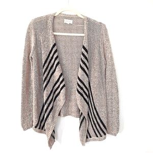Lou & Grey Beige & Black Cardigan Sweater Size S